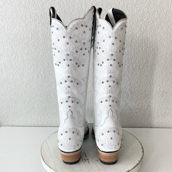 Lane CALYPSO Womens Cowboy Boots 7.5 White Western Cowgirl Mid Calf Pointed Toe - Picture 3 of 11
